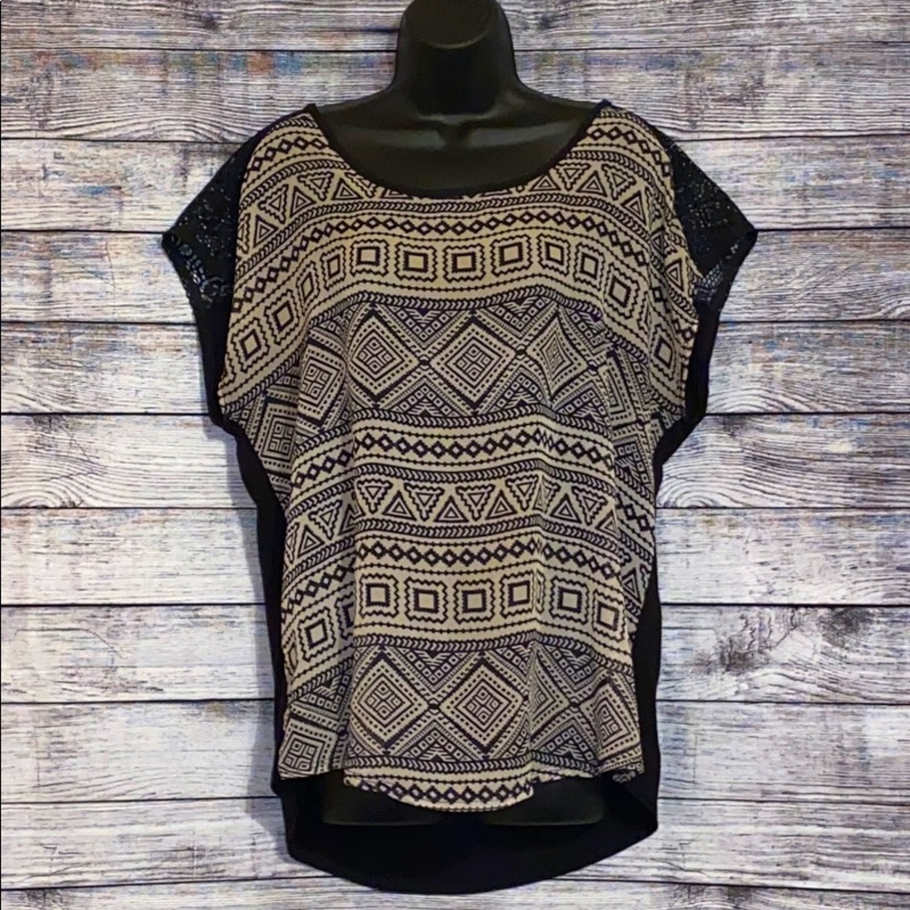 Black & Cream Aztec Style Top